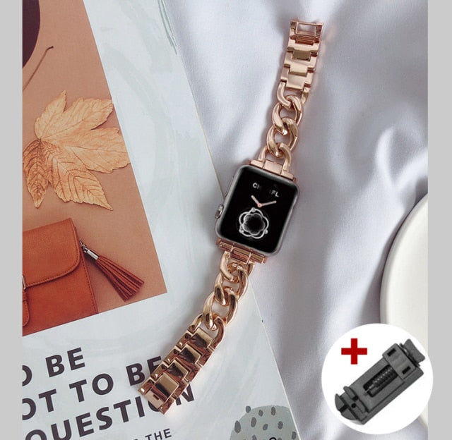 Luxury Band for Apple Watch Series 8 Women Lady Diamond Steel Bracelet