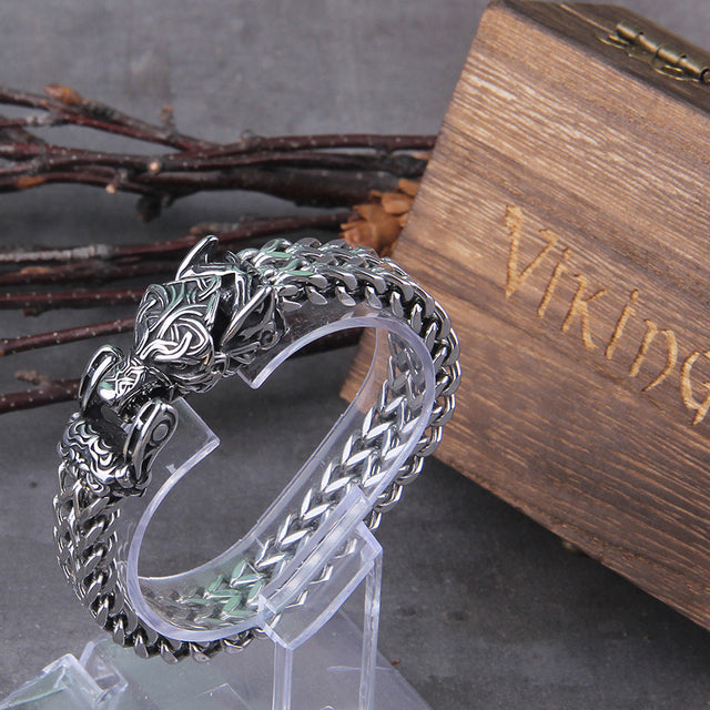 Viking Ouroboros Vintage Punk Bracelet For Men Stainless Steel Fashion Jewelry Hippop Street Culture - Bracelets