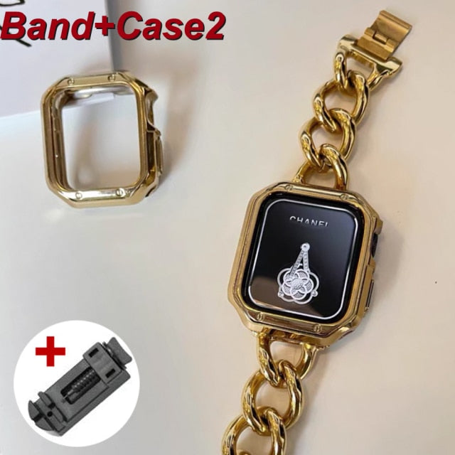 Luxury Women Strap For Apple Watch Series 8 7 6 5 Metal Lady Link Band
