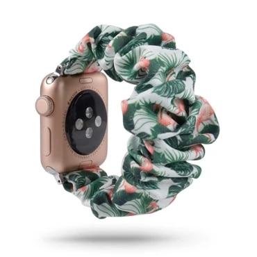 Watchbands Tropical Pink Garden / 38MM or 40MM Scrunchie Elastic Watch Band for Apple Watch 5 4 Band 38mm/40mm sport nylon strap 42mm/44mm Series 5 4 3 2 1 Bracelet Fabric
