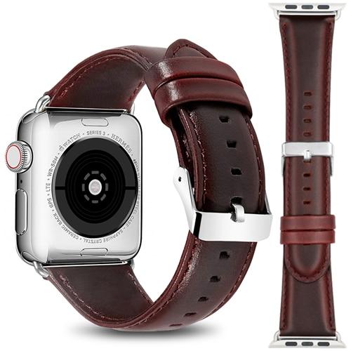 Watchbands Silver buckle / 38mm Genuine Leather strap For Apple watch band 44mm 40mm correct iwatch 42mm 38mm bracelet watchband for apple Watch series 5 4 3|Watchbands|