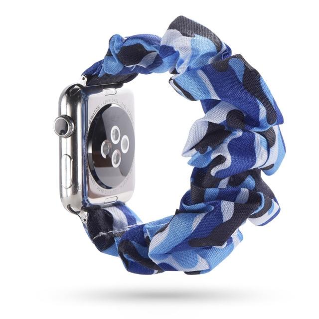 Watchbands 2 blue blue white / 38mm or 40mm Scrunchie Elastic Watch Straps for iwatch Bracelet 6 5 4 3 40 44mm Watchband for Apple Watch 6 5 4 3 2 38mm 42mm Band Christmas|Watchbands