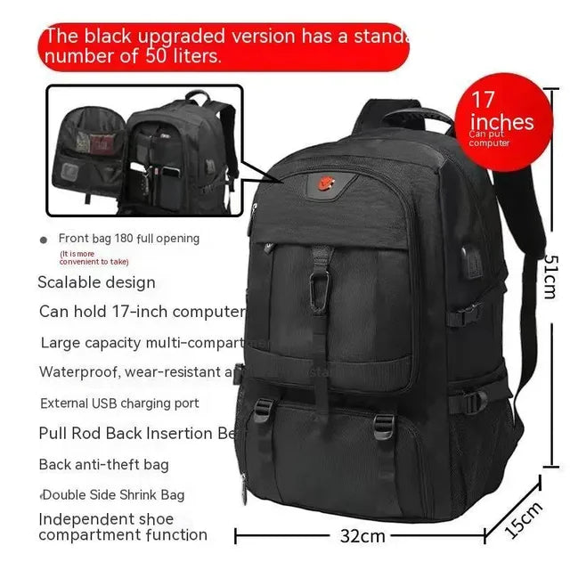 50L 80L Large Travel Backpack Men Casual Separate Shoe Compartment Bus www.Nuroco