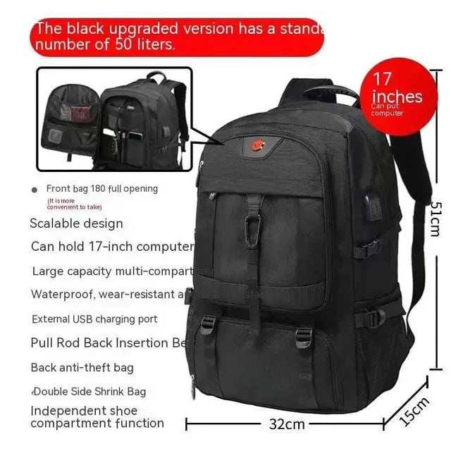 50L 80L Large Travel Backpack Men Casual Separate Shoe Compartment Business Bag Outdoor Sports Waterproof Man Storage Backpacks