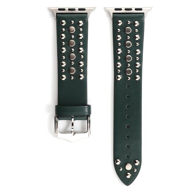 Home green buckle S / 38mm / 40mm Rivets Band for Apple Watch 44/42mm Sport Loop Strap Correa Iwatch Series 5/4/3/2/1 38mm 40mm Bracelet Apple Watch Leather Belt