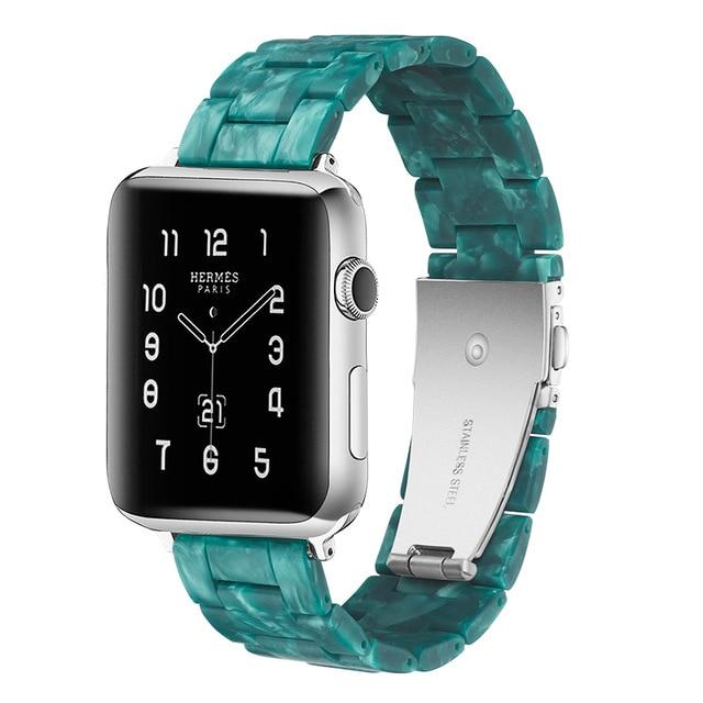 Watchbands Teal / 38mm / 40mm Copy of Quality Resin Strap Imitation Ceramic Accessories watchband bracelet for apple watch series 6 5 4 Men Women Unisex iWatch 38mm/40mm 42mm/44mm
