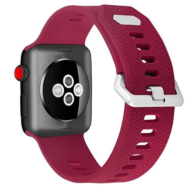 Watchbands Rose Red / 38mm or 40mm rubber Band strap for Apple Watch bands 4 5 40mm 44mm Soft Silicone Sport Breathable Strap for iWatch Series 5 4 3 2 1 38MM 42MM|Watchbands|
