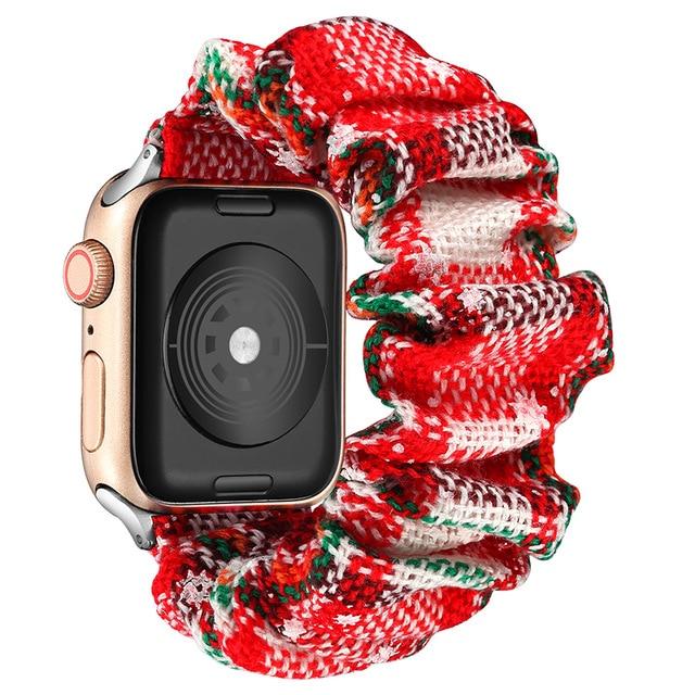 Watchbands Christmas red / 38MM Scrunchie Elastic watch band for Apple Watch Series 5 4 3 2 strap nylon loop wristband for iwatch 5 4 3 2 38 44mm wrist bracelet|Watchbands| -