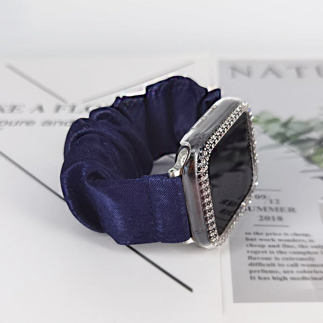 2in1 Scrunchie Elastic Strap + Case Series 6 5 4 Smart Watch Wristband