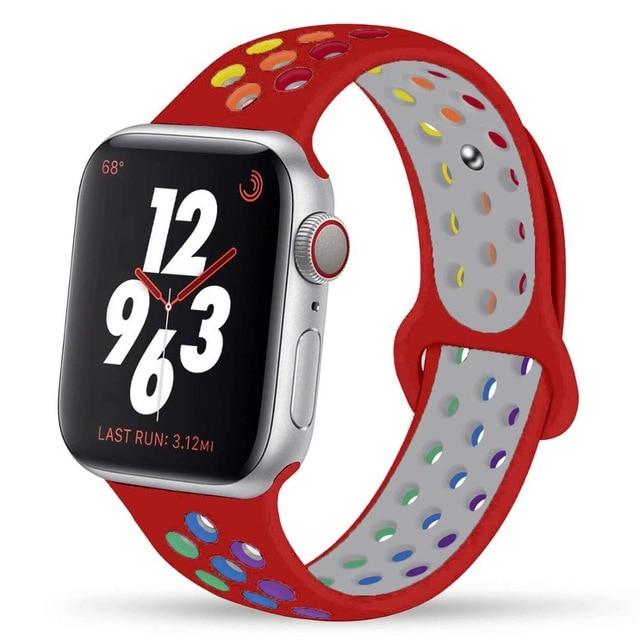 Watchbands red pride / 38 40mm SM Strap For apple watch 6 band 44mm 40mm iwatch band 42mm 38mm silicone bracelet Pride Edition for apple watch series 5 4 3 2 SE|Watchbands|