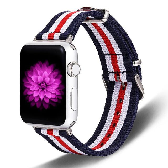 Watchbands dark blue red / For 38MM and 40MM Soft Breathable Replacement Strap for iwatch series 4 5 40MM 44MM Sport Loop Band For Apple Watch Series 5 3/2/1 38MM 42MM Nylon|Watchbands|