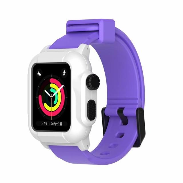 Watchbands Purple White case / 44mm  series 5 4 Waterproof strap for apple Watch 5 band 44mm 40m iWatch band 42mm Full Protector case+Luminous bracelet for apple watch 3 4 38mm|Watchbands|