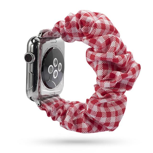 Watchbands 17 red white / 38mm or 40mm Scrunchie Elastic Watch Straps for iwatch Bracelet 6 5 4 3 40 44mm Watchband for Apple Watch 6 5 4 3 2 38mm 42mm Band Christmas|Watchbands