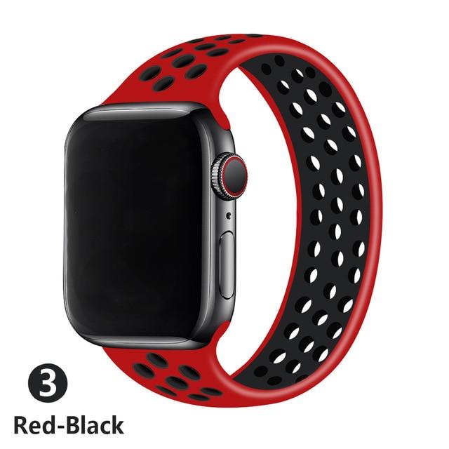 Watchbands red black / 38mm or 40mm / S Strap for Apple Watch Band 44mm 40mm 38mm 42mm watchbands Elastic Belt Silicone bracelet Solo loop for iWatch Series 3 4 5 SE 6|Watchbands|