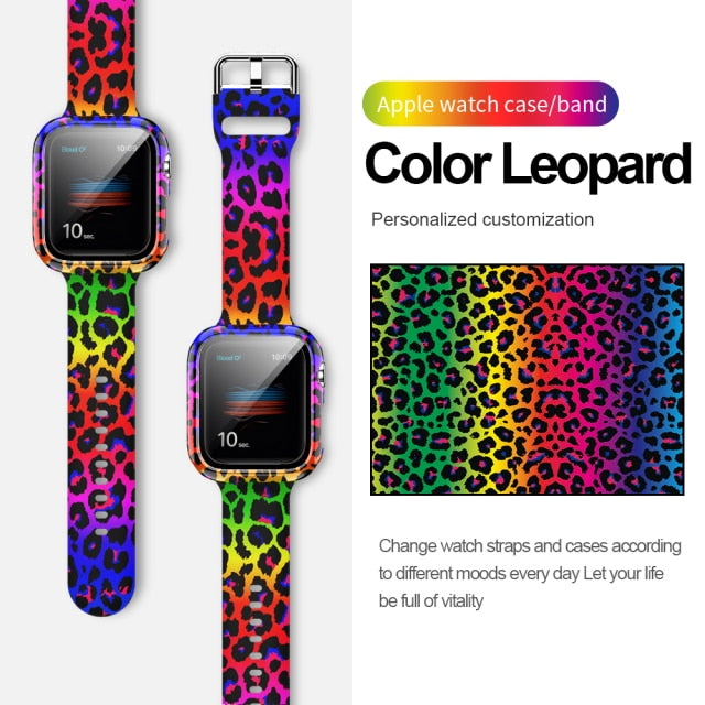 Silicone Leopard Strap + Case Replacement Wristband Series 6 5 4