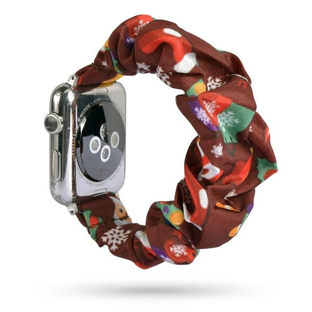 Watchbands 2 Christmas / 38mm or 40mm Scrunchie Elastic Watch Straps for iwatch Bracelet 6 5 4 3 40 44mm Watchband for Apple Watch 6 5 4 3 2 38mm 42mm Band Christmas|Watchbands
