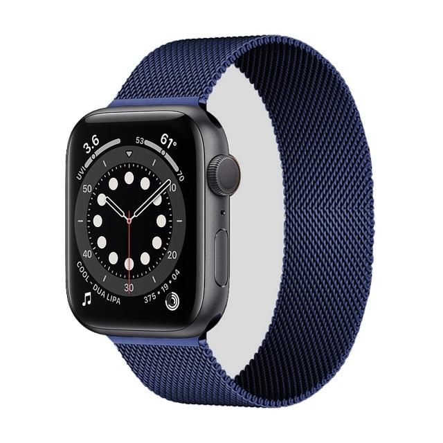 Watchbands Midnight Blue / 38mm or 40mm Milanese Loop Strap For Apple watch band 44mm 40mm 42mm 38mm Stainless steel Metal bracelet correa iWatch series 3 4 5 SE 6|Watchbands|