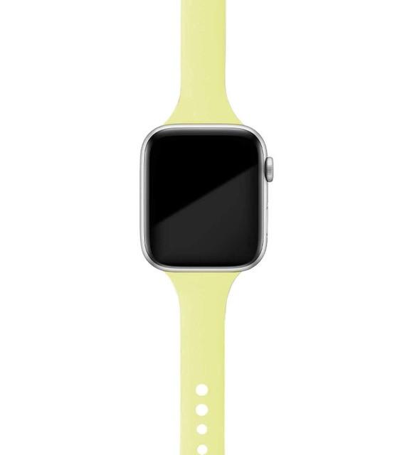 Watchbands Milk yellow / 38mm or 40mm Slim Strap for Apple Watch Band Series 6 5 4 Soft Sport Silicone Wristband iWatch 38mm 40mm 42mm 44mm Women Rubber Belt Bracelet |Watchbands