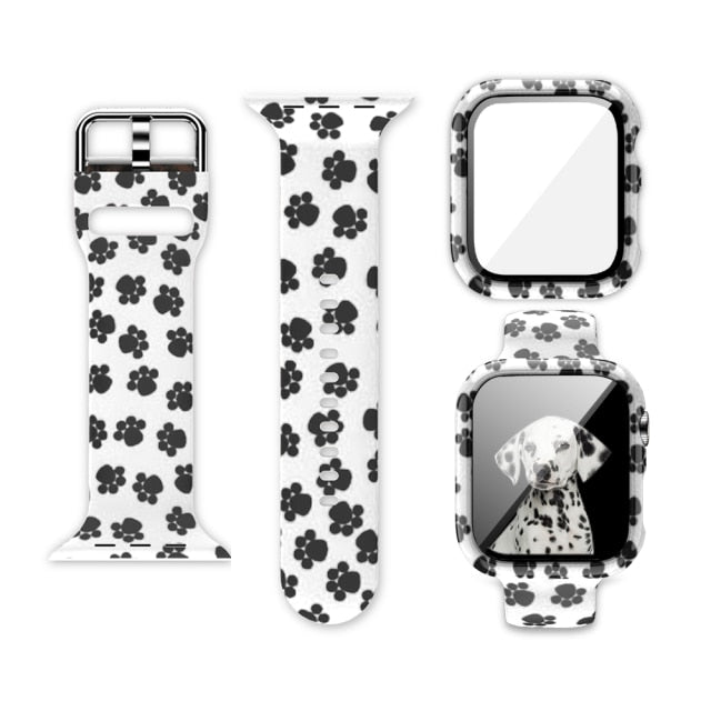 Floral Printed Pattern Case+Strap For Apple Watch Series 6 5 4 Band with Tempered Glass iWatch 38mm 40mm 42mm 44mm Wristband |Watchbands|