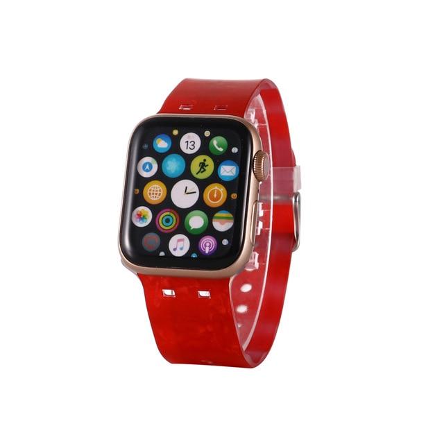 Watchbands Shell red / 38 40mm Silicone Watch Band for Apple Watch Se 6 5 4 3 Strap 44 40mm Painted Pattern Sport Strap for Iwatch Series Watch Band 42mm 38mm|Watchbands|