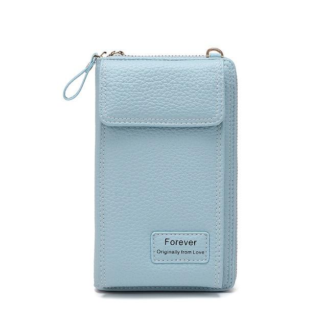 Top-Handle Bags light blue style 2 New Women Purses Solid Color Leather Shoulder Strap Bag Mobile Phone Big Card Holders Wallet Handbag Pockets for Girls|Top-Handle Bags|