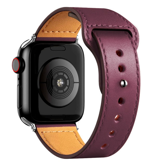 Leather Strap For Apple Watch Band 44mm 45mm 41mm 40mm 42mm 38mm Wristband Belt Bracelet Apple Watch Series 3 4 5 6 Se 7 - Watchbands