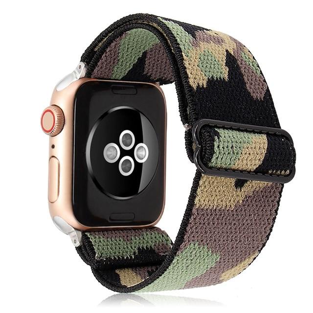 Watchbands camouflage / 38mm 40mm Scrunchie Elastic Band Adjustment Strap for Apple Watch Strap 38 40 42 mm 44mm Nylon Loop For iwatch 5/4/3 2 Women Watch Band|Watchbands|