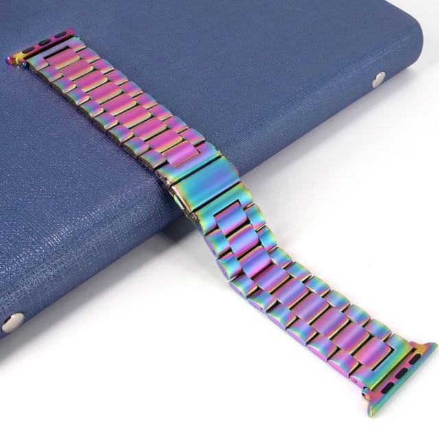 Watchbands Colorful Band Only / 38mm or 40mm Stainless Steel Strap for Apple Watch Series 6 5 4 Band 38mm 42mm Bracelet Sport Band for iWatch 40mm 44mm strap