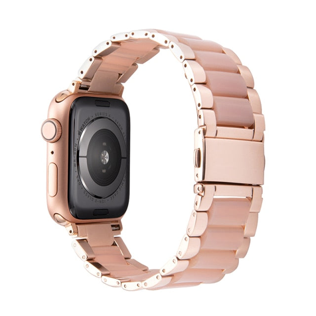 Resin Strap For Apple Watch Band Series 7 6 Metal Steel Wristband