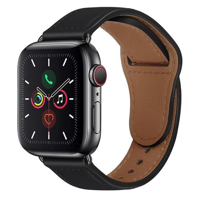 Watchbands B Black / 38mm or 40mm Genuine Leather strap For Apple watch band 44 mm 40mm for iWatch 42mm 38mm bracelet for Apple watch series 5 4 3 2 38 40 42 44mm|Watchbands|