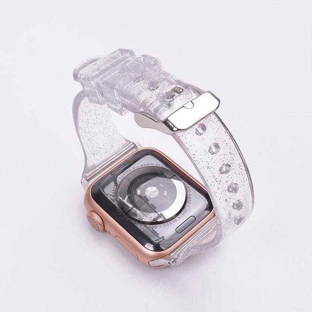 Watchbands Transparent / for 42mm 44mm Glitter Silicone Watchband for Apple Watch 5 42mm 44mm 38mm 40mm Slim Transparent Bracelet Band Strap correa for iwatch 5 4 3 2|Watchbands|