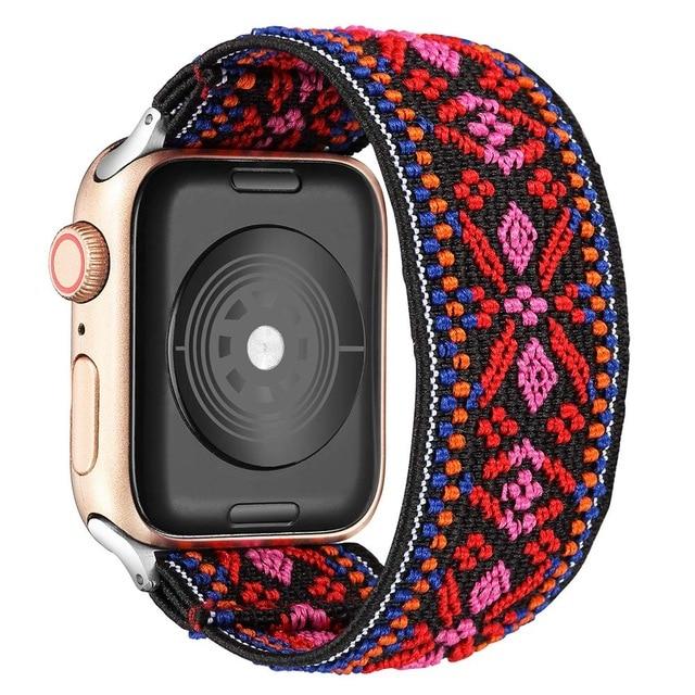 Watchbands Bohemia pink / 38mm or 40mm Scrunchie Strap for Apple watch band 40mm 38mm 44mm 42mm Bohemia Elastic belt solo loop bracelet iWatch series 3 4 5 se 6 band|Watchbands|