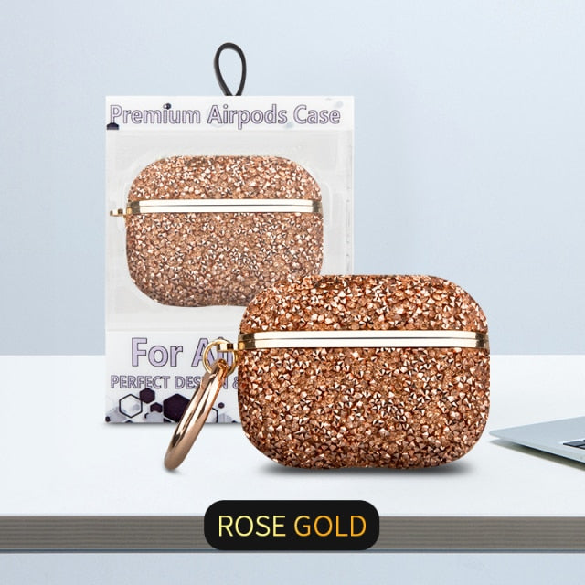 Luxury PC Case for Airpods Pro Case Cover Glitter Bling with Metal Ring Anti-lost Earphone Case For Apple AirPods Pro 2/1 Cases|Earphone Accessories|