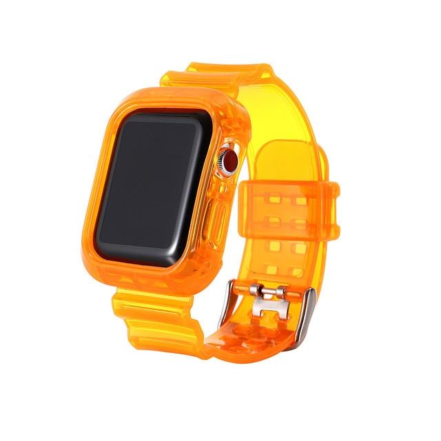 Watchbands Transparent Orange / 38MM New Transparent waterproof Strap for Apple Watch Band 38 40 42 44mm Silicone Transparent for Iwatch 6 SE Strap Series 2 3 4 5 6|Watchbands|