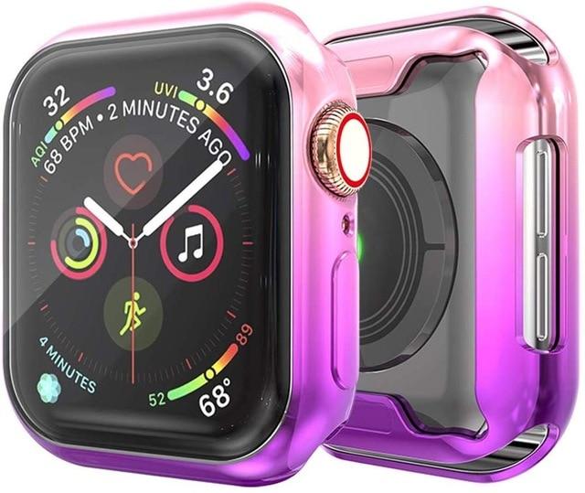 Watch Cases pink purple / 38mm TPU Soft Watch Cover case For Apple Watch series 6 5 4 case 44mm 40mm Slim TPU case Protector for iWatch 6 5 4 44mm protective|Watch Cases|