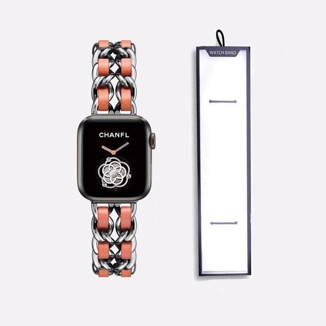 Watchbands silver orange / 38mm or 40mm Stainless Steel luxury Strap For Apple Watch 6 5 4 3 Band 38mm 42mm Bracelet for iWatch series 5 4 3/1 40mm 44mm strap with box|Watchbands|