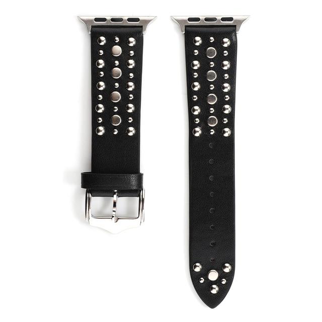 Home black buckle S / 38mm / 40mm Rivets Band for Apple Watch 44/42mm Sport Loop Strap Correa Iwatch Series 5/4/3/2/1 38mm 40mm Bracelet Apple Watch Leather Belt