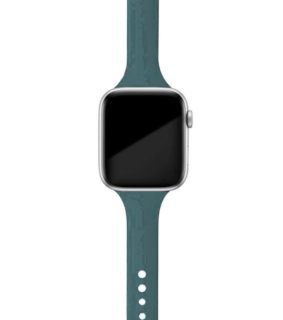 Watchbands Dark olive / 38mm or 40mm Slim Strap for Apple Watch Band Series 6 5 4 Soft Sport Silicone Wristband iWatch 38mm 40mm 42mm 44mm Women Rubber Belt Bracelet |Watchbands