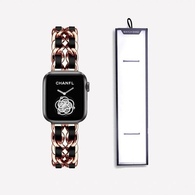 Watchbands rose black / 38mm or 40mm Stainless Steel luxury Strap For Apple Watch 6 5 4 3 Band 38mm 42mm Bracelet for iWatch series 5 4 3/1 40mm 44mm strap with box|Watchbands|