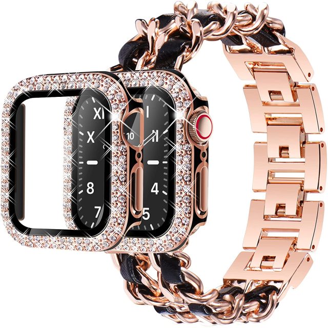 Case + Strap Series 6 5 4 3 Metal Cuban Link Bracelet Wristband