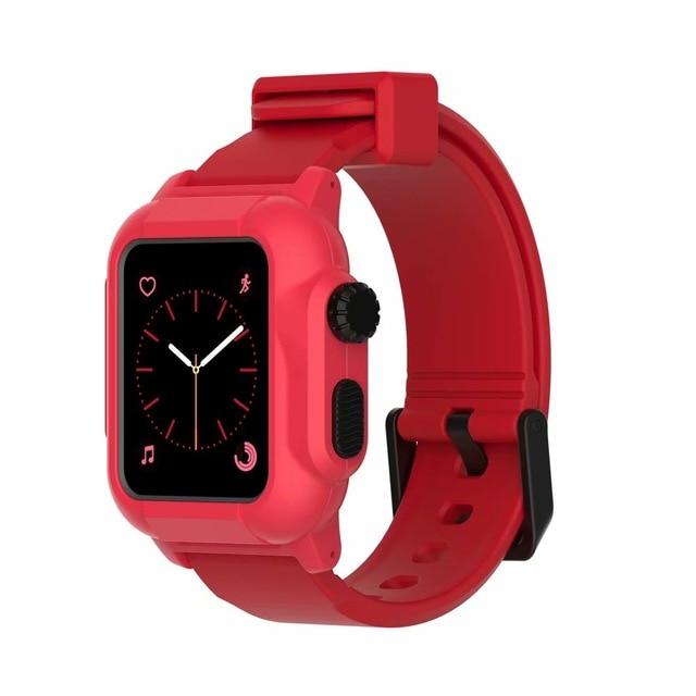 Watchbands Red Red case / 44mm  series 5 4 Waterproof strap for apple Watch 5 band 44mm 40m iWatch band 42mm Full Protector case+Luminous bracelet for apple watch 3 4 38mm|Watchbands|