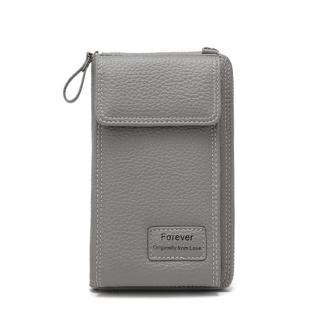 Top-Handle Bags light grey style 2 New Women Purses Solid Color Leather Shoulder Strap Bag Mobile Phone Big Card Holders Wallet Handbag Pockets for Girls|Top-Handle Bags|