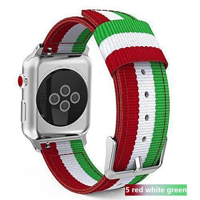 Watchbands Green white red / 38mm or 40mm Nylon strap for Apple watch band 44mm 40mm iWatch band 42mm 38mm Stripe belt watchband bracelet apple watch series 3 4 5 se 6|band for apple watch|nylon strap watch bandswatch band