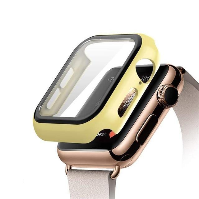Watchbands yellow / 38mm serise 1 2 3 Tempered Glass+case For Apple Watch 5 band 44mm 40mm Screen Protector case+cover bumper applewatch 5 4 3 2 iWatch band 42mm 38mm|Watchbands|