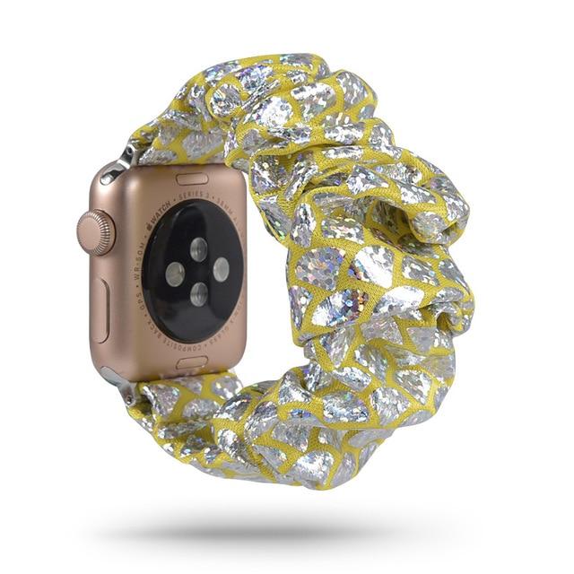 Watchbands yellow / 38mm Bling Scrunchies Elastic Strap for Apple Watch 5 4 Band 38mm 40mm Fabric Strap 42mm 44mm Series 5 4 3 2 Bracelet Watchband|Watchbands|