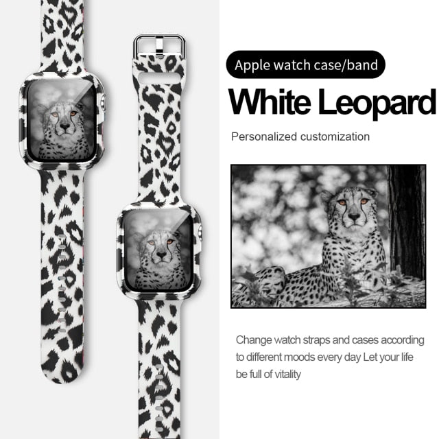 Silicone Leopard Strap + Case Replacement Wristband Series 6 5 4