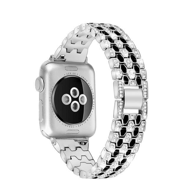 Watchbands Silver-black / 38mm Women Diamond Band For Apple Watch 40mm 44mm 38mm 42mm Glitter Metal Bracelet Strap For Apple watch 6 strap SE series 5 4 3 2 1|Watchbands