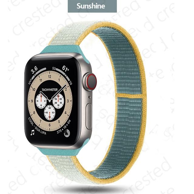 Watchbands 15  Sunshine / 38mm-40mm Slim Strap for Apple watch band 44mm 40mm 42mm 38mm smartwatch wristband Nylon Sport Loop bracelet iWatch series 5 3 4 se 6 band|Watchbands|