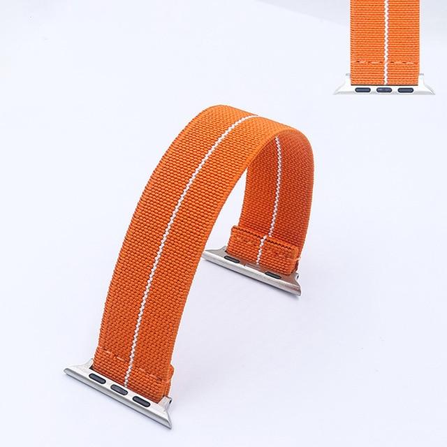 Watchbands orange white / 38 or40mm / S-122mm band length Solo Watch Band for Apple Watch 6 5 4 SE 38mm 40mm Elastic Nylon Loop Strap 42mm 44mm for iwatch 6 5 4 3 Sport Watch Bracelet|Watchbands|
