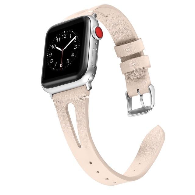 Watchbands Apricot / 38mm Leather Bracelet For Apple Watch Band 42/38mm 44/40mm Series 6 SE 5 4 3 For Apple Watch Strap iWatch Watchband women/Men|Watchbands|